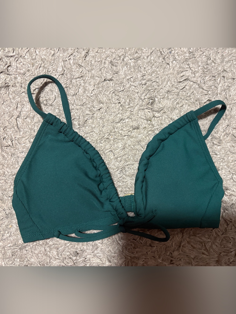 Shade & Shore Green Ruched Bikini Top Size XS Adjustable Straps